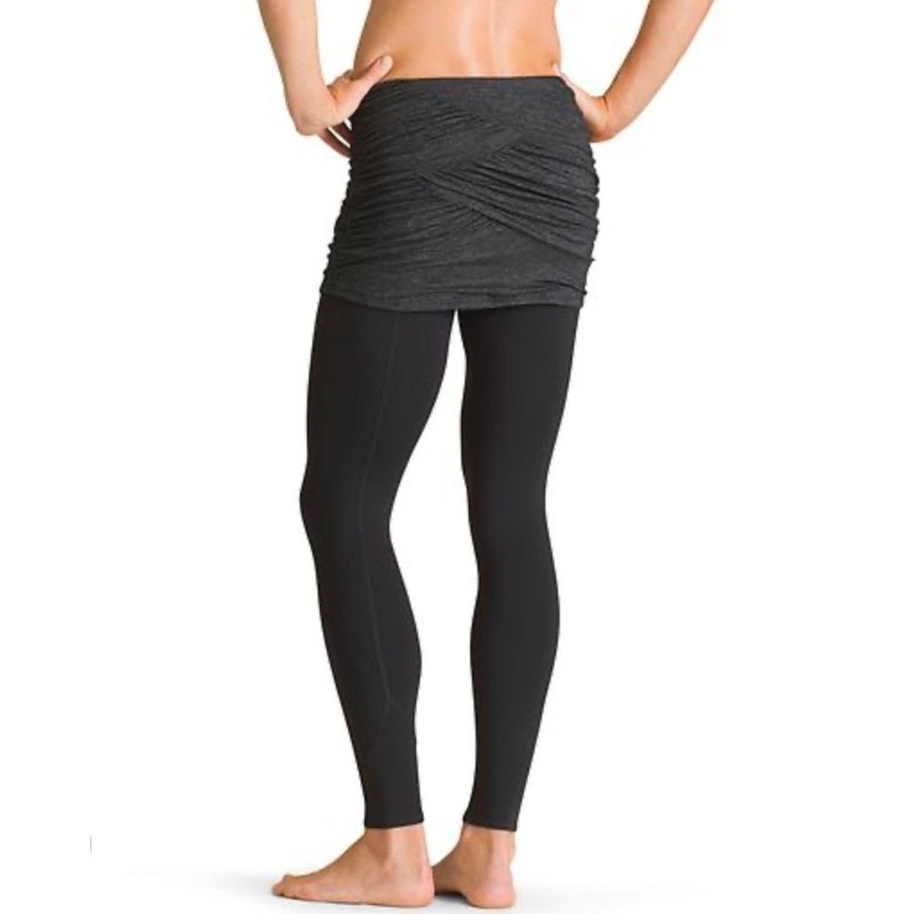 Athleta Womens XL Black Charcoal Grey Skirted Leggings Yin-Yang 2 in 1 pants